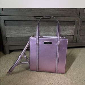 Kate Spade Metallic Lavender Shoulder Bag with matching card wallet